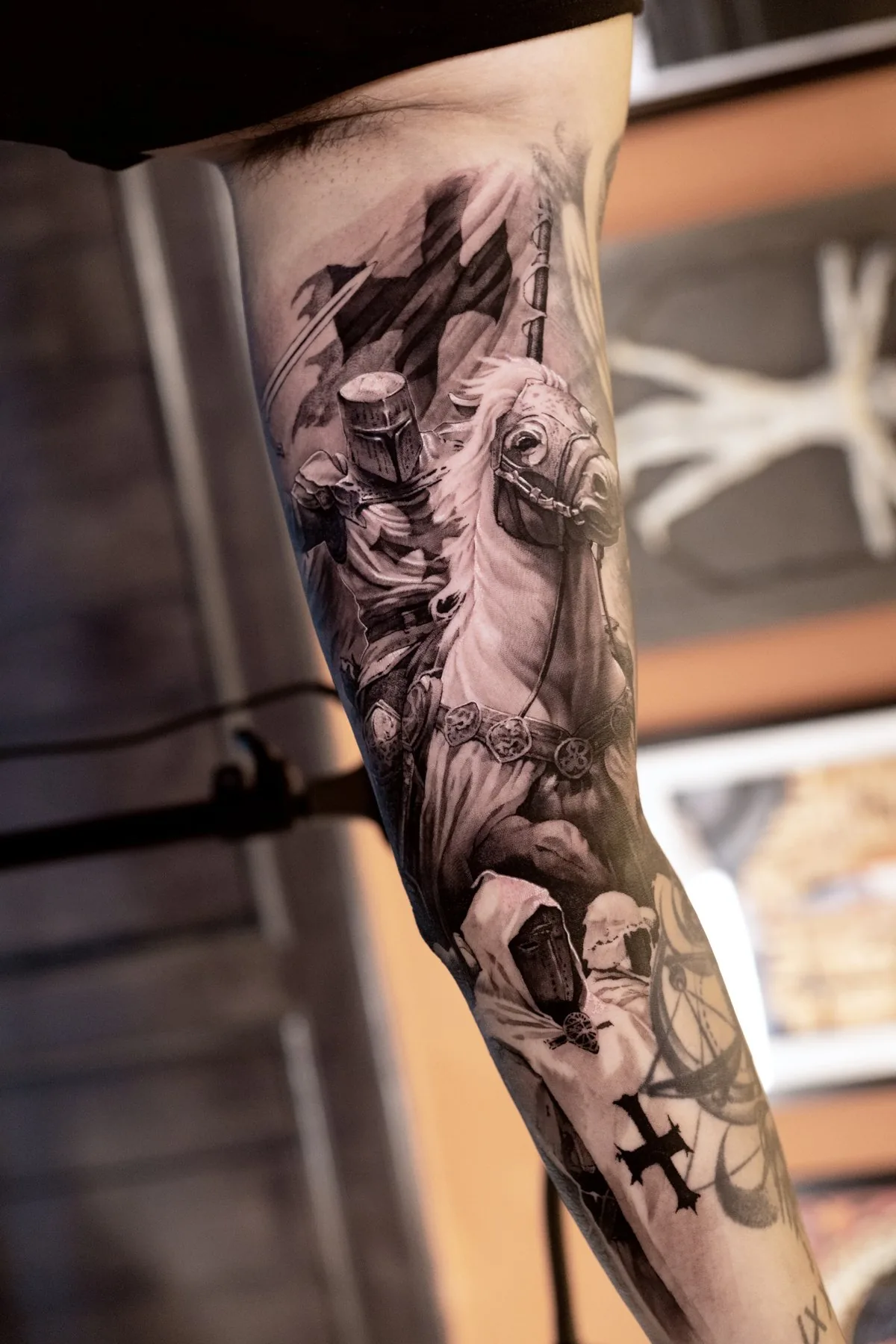 Crusader / Upper Arm tattoo on the upper arm by Moussa in Shanghai