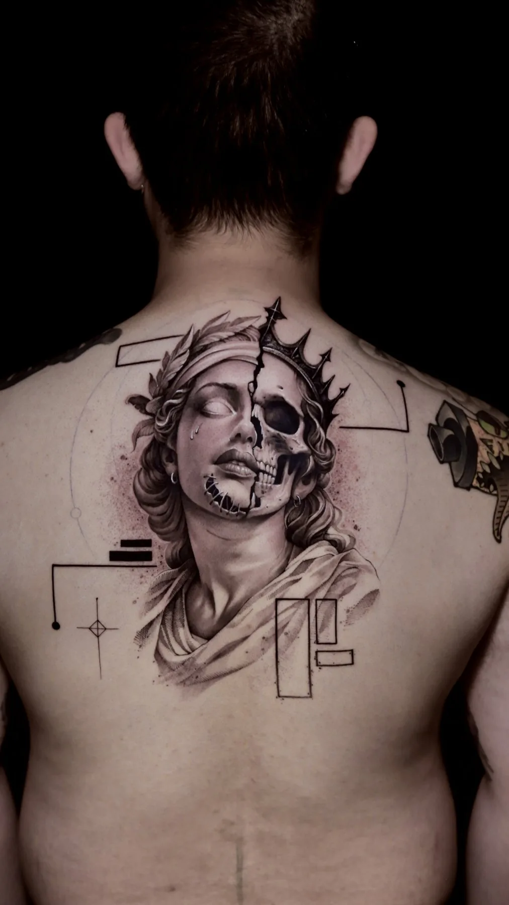 Duality / Back tattoo on the back by Moussa in Shanghai