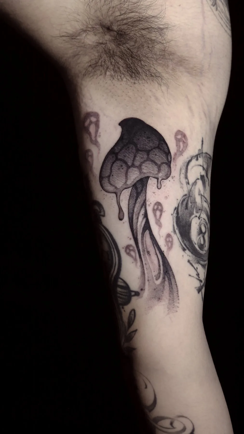 Mushroom tattoo on the arm by Moussa in Shanghai
