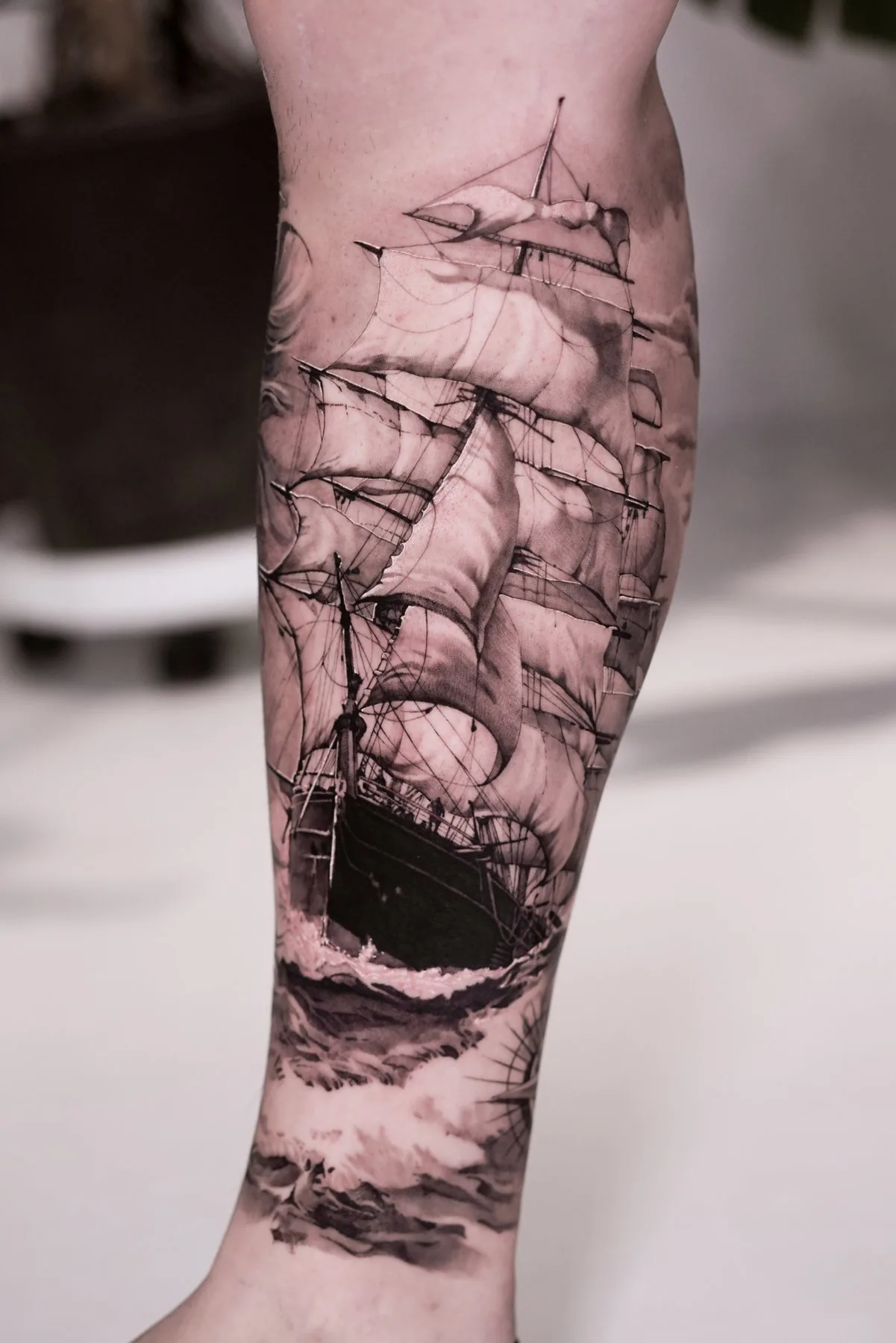 Sailing Ship / Forearm tattoo on the forearm by Moussa in Shanghai