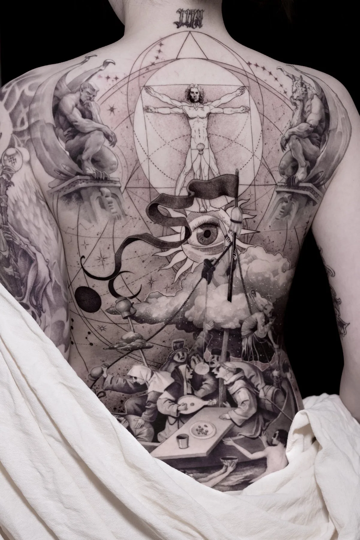 Ship of Fools tattoo on the back by Moussa in Shanghai