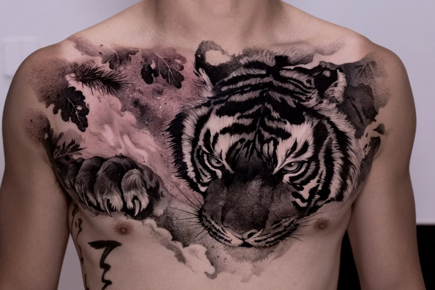 Tiger / Chest tattoo on the chest by Moussa in Shanghai